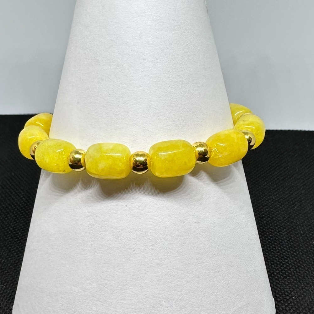 Honey Jade bracelet stretch handmade - Picture 3 of 8